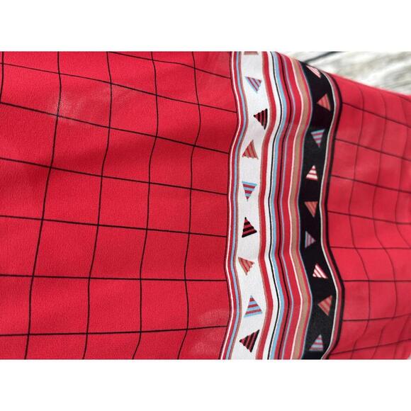 Vintage 80s 2 Piece Flowy Shirt‎ and Skirt Set Crimson Red SIZE M - Picture 7 of 7